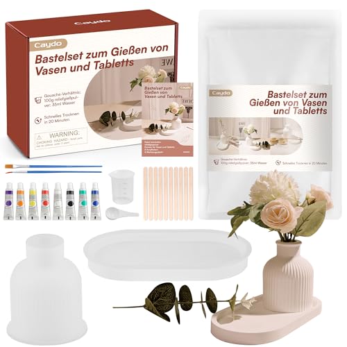 Caydo Gießpulver Starterset, Silikonformen Gießformen Vase Paletten mit Gießpulver 500g,DIY Blumenvase Silikonformen Reliefgießpulver zum Ausgießen mit Kreativ-Beton, Schmuck-Beton, Gießharz, Wachs Caydo Gießpulver Starterset, Silikonformen Gießformen Vase Paletten mit Gießpulver 500g,DIY Blumenvase Silikonformen Reliefgießpulver zum Ausgießen mit Kreativ-Beton, Schmuck-Beton, Gießharz, Wachs von Caydo