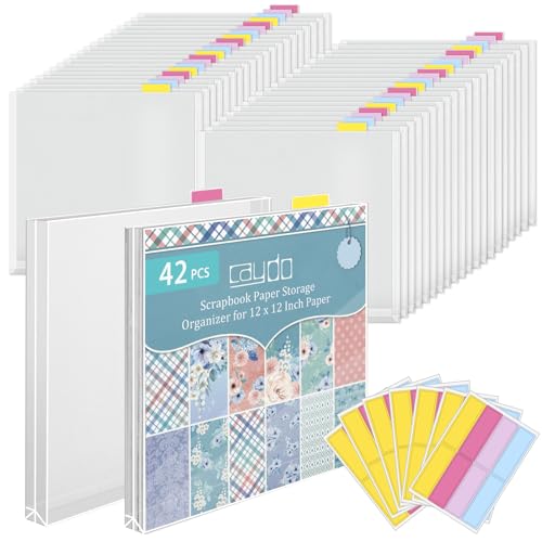 Caydo Papier-Organizer mit Registerkarten, oben ladend, mit Haftindex-Tabs für 100 Blatt, Scrapbooking, Vinyl, Fotos, 42 Stück von Caydo