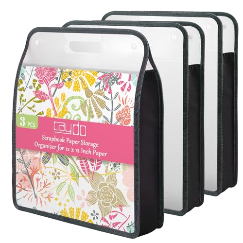 Caydo Scrapbook Papier Organizer, 3er Pack Schwarze Erweiterbare Papiermappe mit Griff, Klare Tragbare Scrapbook Papier Aufbewahrung für 30 x 30 cm Scrapbook, Vinyl Papier Caydo Scrapbook Papier Organizer, 3er Pack Schwarze Erweiterbare Papiermappe mit Griff, Klare Tragbare Scrapbook Papier Aufbewahrung für 30 x 30 cm Scrapbook, Vinyl Papier von Caydo