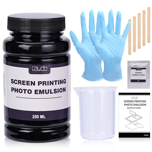 Caydo Siebdruck-Fotoemulsion (240 ml), Diazo-Sensitizer (1 g), Messbecher, Handschuhe und 5 Rührstäbchen, vorsensibilisierte Fotoemulsion, Siebdruckzubehör für Siebdruck und Stoff, S-081E von Caydo