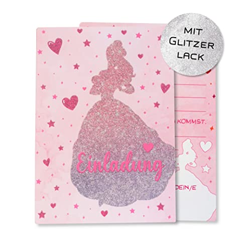 10x Einladungskarten für Kindergeburtstag Prinzessin oder andere Anlässe | Mädchen Kinder Party Feier Einladung für Kinder mit echtem Glitzer Freunde Freundinnen Junge | mit Glitzerlack von Caymar - Captured In Print