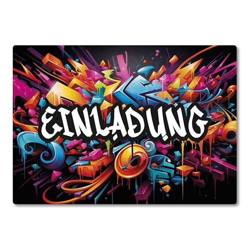 Caymar - Captured In Print 10x Graffiti EINLADUNGSKARTEN für Kindergeburtstag - GEBURTSTAGSKARTEN für Jungen und Mädchen - KINDERPARTY Gaming von Caymar - Captured In Print