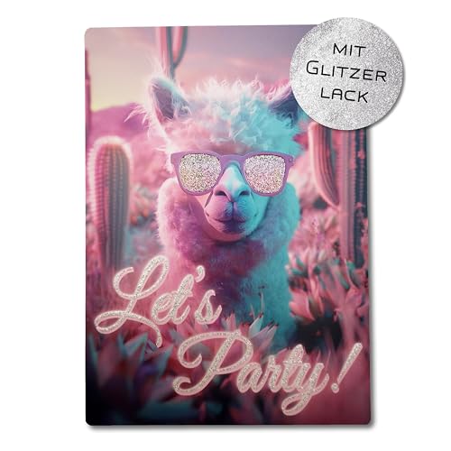 Caymar - Captured In Print 12x Let's Party Lama Glitzer Einladungskarten für den Kindergeburtstag für Mädchen und Jungen - Lustige und coole Alpaka Geburtstagseinladung Caymar - Captured In Print 12x Let's Party Lama Glitzer Einladungskarten für den Kindergeburtstag für Mädchen und Jungen - Lustige und coole Alpaka Geburtstagseinladung von Caymar - Captured In Print