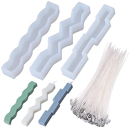 Cayway 103 Stück Kerze Resin Silikonform, 3 Stück Lange Welle Kerze Schmuck Silikonform und 100 Stück Kerzendocht für Kerzenherstellung, Stumpenkerze Silikonformen DIY Cayway 103 Stück Kerze Resin Silikonform, 3 Stück Lange Welle Kerze Schmuck Silikonform und 100 Stück Kerzendocht für Kerzenherstellung, Stumpenkerze Silikonformen DIY von Cayway