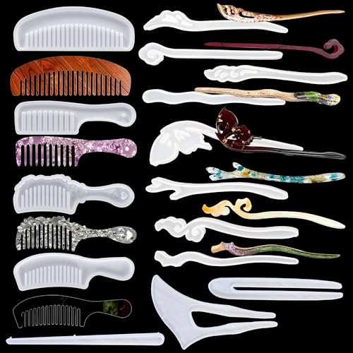 Cayway 12 Stück Haarnadel Epoxidharz Formen Silikon, 4 Stück Kamm Schmuck Silikonform für Haarnadel Clip, Kamm DIY Herstellung Zubehör Cayway 12 Stück Haarnadel Epoxidharz Formen Silikon, 4 Stück Kamm Schmuck Silikonform für Haarnadel Clip, Kamm DIY Herstellung Zubehör von Cayway