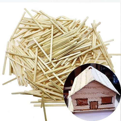 Cayway 300 Stücke Miniatur Holz Sticks Hölzerne Dowels Unfinished Hartholz Streifen Natural für DIY Handwerk Modell Herstellung Produktion von Geländerhäusern (50mm*2mm*2mm) von Cayway