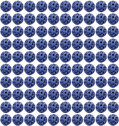 100 Stück 10 mm funkelnde Kristallperlen-Set, weiche und biegsame Tonperlen, Disco Ball Beads, Crystal Rhinestone Beads (Hellblau) von Cazqgoy