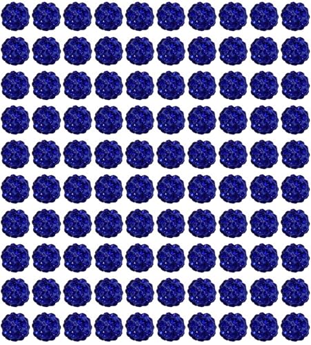 100 Stück 10 mm funkelnde Kristallperlen-Set, weiche und biegsame Tonperlen, Disco Ball Beads, Crystal Rhinestone Beads (Schatzblau) von Cazqgoy