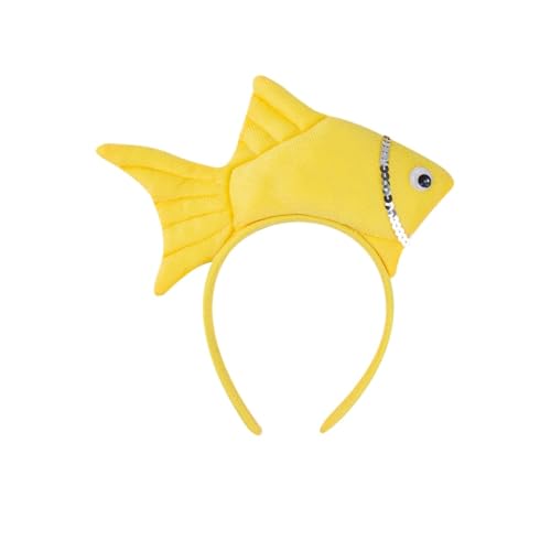 Animal Headgear Plush Fish Headband,Cartoon Headband Shark Headbands (Gelb,3) von Cazqgoy