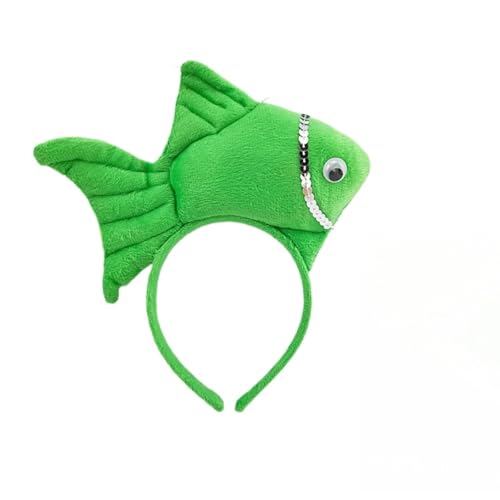 Animal Headgear Plush Fish Headband,Cartoon Headband Shark Headbands (Grün,1) von Cazqgoy