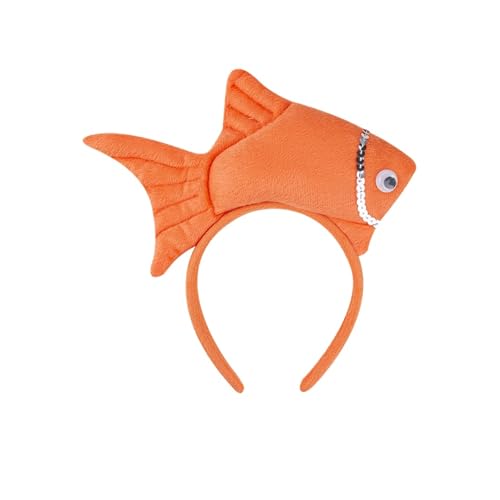 Animal Headgear Plush Fish Headband,Cartoon Headband Shark Headbands (Orange,3) von Cazqgoy