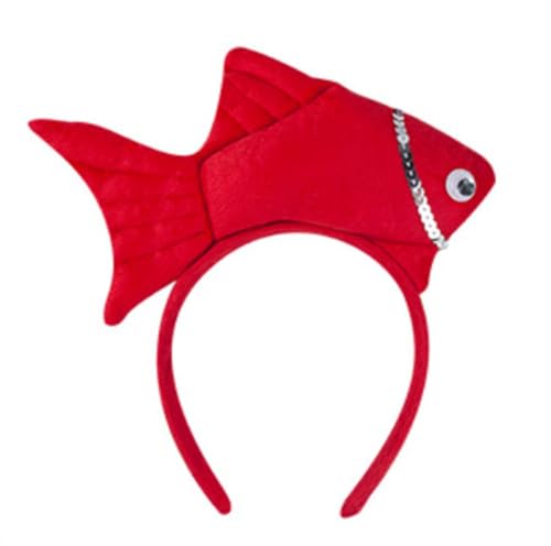Animal Headgear Plush Fish Headband,Cartoon Headband Shark Headbands (Rot,1) von Cazqgoy