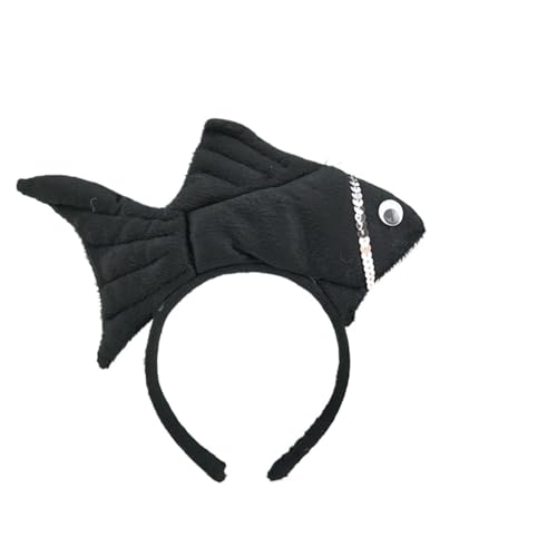 Animal Headgear Plush Fish Headband,Cartoon Headband Shark Headbands (Schwarz,5) von Cazqgoy