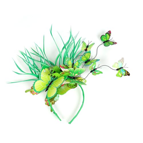 Butterfly Fascinator Headband, Butterfly Hair Clip, Bridal Butterfly Headband, Butterfly Hair Clip for Weddings and Photo Shoots for Costume Parties, Birthday Parties and Festivals (Grün) von Cazqgoy