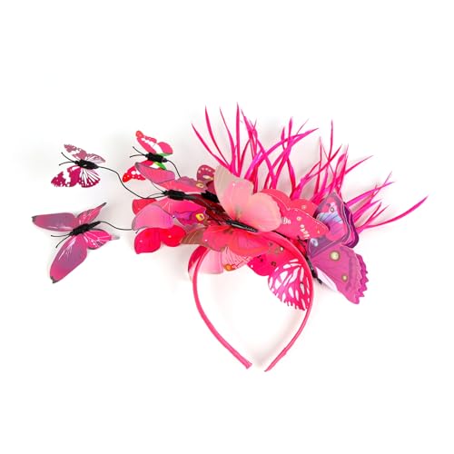 Butterfly Fascinator Headband, Butterfly Hair Clip, Bridal Butterfly Headband, Butterfly Hair Clip for Weddings and Photo Shoots for Costume Parties, Birthday Parties and Festivals (Rosen) von Cazqgoy