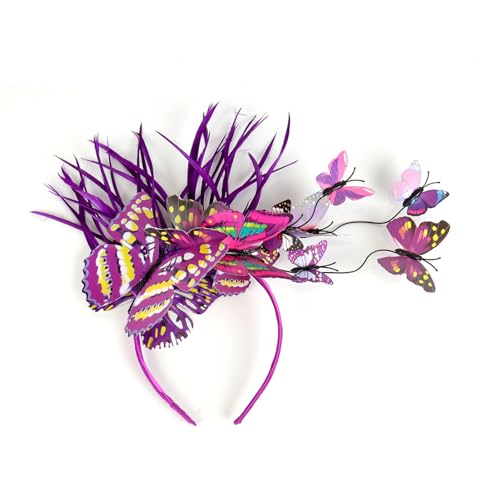 Butterfly Fascinator Headband, Butterfly Hair Clip, Bridal Butterfly Headband, Butterfly Hair Clip for Weddings and Photo Shoots for Costume Parties, Birthday Parties and Festivals (Violett) von Cazqgoy
