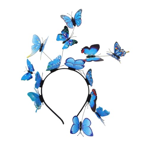 Butterfly Fascinator Headbands, Decorative Butterfly Bridal Hairband, Bridal Butterfly Headband, Butterfly Headpiece for Carnival (Blau) von Cazqgoy
