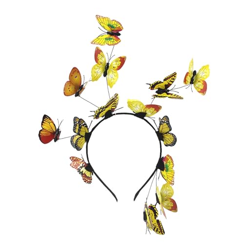 Butterfly Fascinator Headbands, Decorative Butterfly Bridal Hairband, Bridal Butterfly Headband, Butterfly Headpiece for Carnival (Gelb) von Cazqgoy