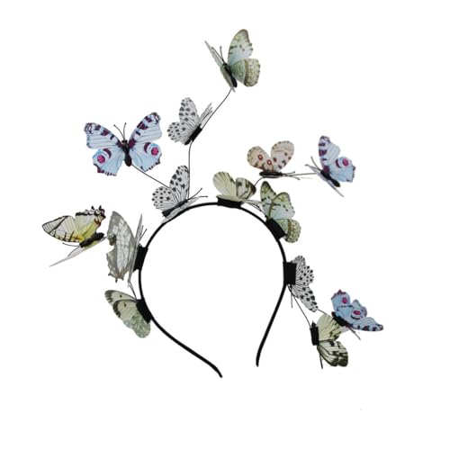 Butterfly Fascinator Headbands, Decorative Butterfly Bridal Hairband, Bridal Butterfly Headband, Butterfly Headpiece for Carnival (Grau) von Cazqgoy