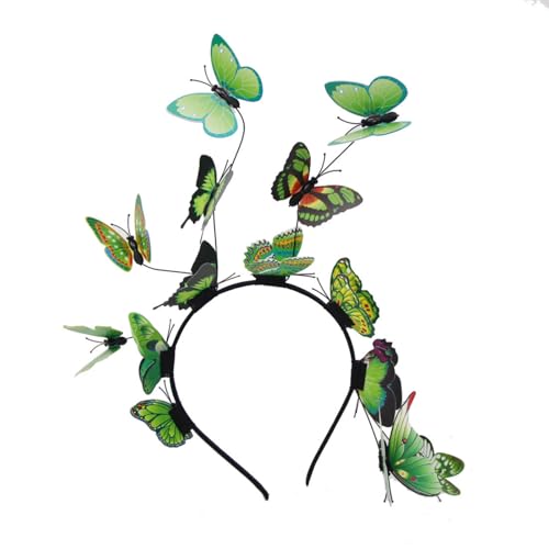 Butterfly Fascinator Headbands, Decorative Butterfly Bridal Hairband, Bridal Butterfly Headband, Butterfly Headpiece for Carnival (Grün) von Cazqgoy