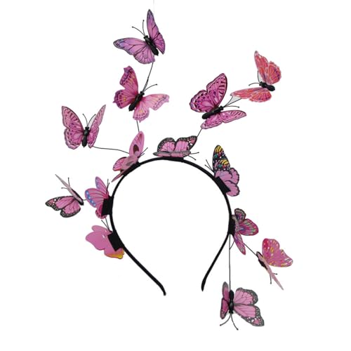 Butterfly Fascinator Headbands, Decorative Butterfly Bridal Hairband, Bridal Butterfly Headband, Butterfly Headpiece for Carnival (Rosa) von Cazqgoy