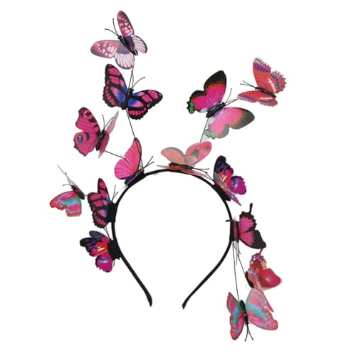 Butterfly Fascinator Headbands, Decorative Butterfly Bridal Hairband, Bridal Butterfly Headband, Butterfly Headpiece for Carnival (Rot) von Cazqgoy
