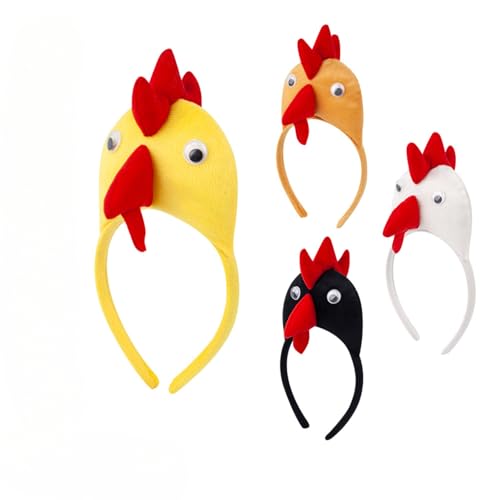 Cazqgoy 4 Pieces Chick Headband Plush Animal Hair Band Rooster Headbands Headbands for Animal Chick Decoration Party Supplies von Cazqgoy
