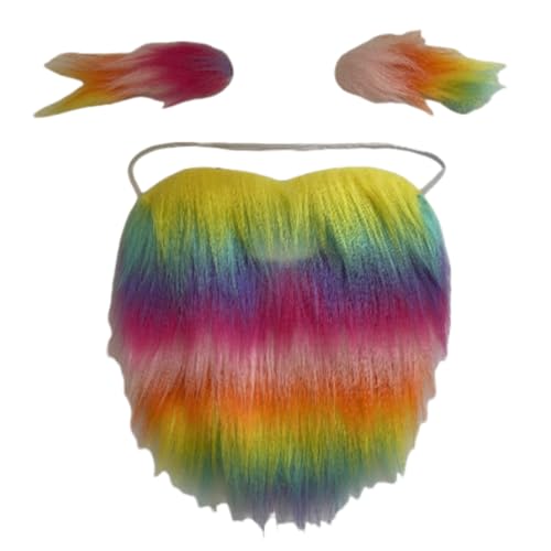 Cazqgoy Gefälschte Bärte Augenbrauen, Regenbogen-falsche Schnurrbärte Und Augenbrauen-Set,Colourful False Beard Moustache Costume Realistic Beard Cazqgoy Gefälschte Bärte Augenbrauen, Regenbogen-falsche Schnurrbärte Und Augenbrauen-Set,Colourful False Beard Moustache Costume Realistic Beard von Cazqgoy