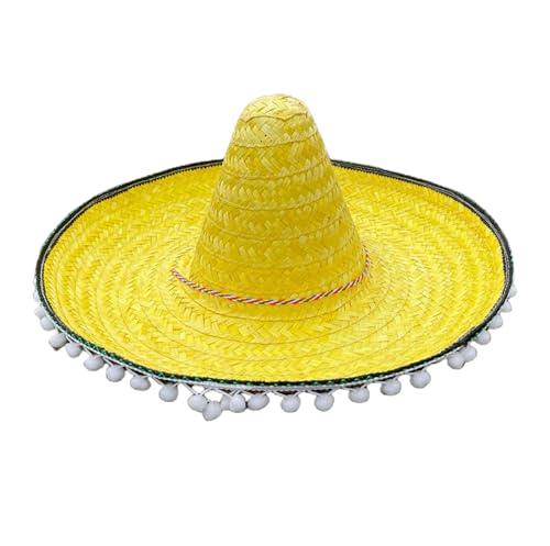 Cazqgoy Mexican Sombrero Hat Straw Sombrero Party Hat (Gelb) von Cazqgoy