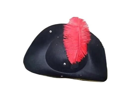 Cazqgoy Tricorn Hat Pirate Hat with Feather Decors,Universal Pirate Hat，Mini Hat Tricorn Pirate Hat with Feather (Rot) von Cazqgoy