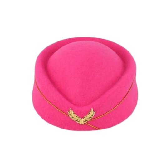 Flight Attendant Hat, Cosplay Uniform Hat, Airline Assistant Hat, Stewardess Hat, Wool Hat, Cosplay Accessories for Women (Rosa) von Cazqgoy