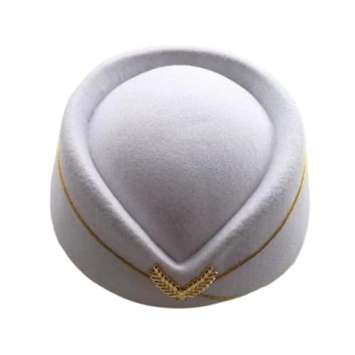 Flight Attendant Hat, Cosplay Uniform Hat, Airline Assistant Hat, Stewardess Hat, Wool Hat, Cosplay Accessories for Women (Weiß) von Cazqgoy