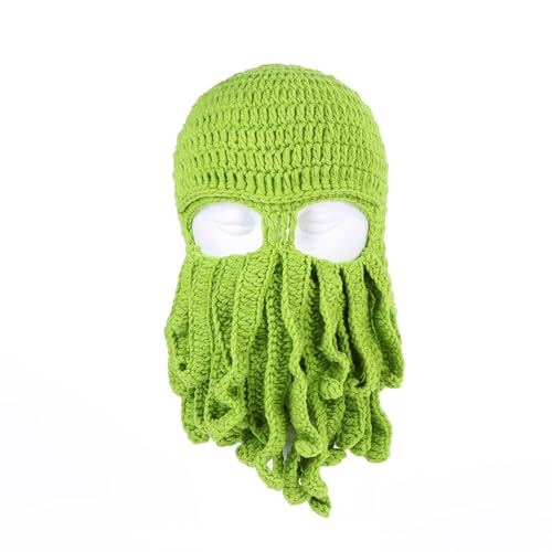 Handwoven Knitted Hat, Funny Tentacle Octopus Hat, Adult Unisex Funny Cartoon Octopus Long Tentacle Hat Cosplay Hat Party Props Halloween (Dunkelgrün) von Cazqgoy
