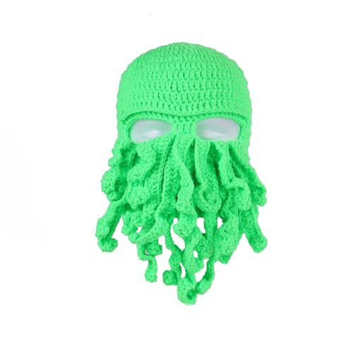 Handwoven Knitted Hat, Funny Tentacle Octopus Hat, Adult Unisex Funny Cartoon Octopus Long Tentacle Hat Cosplay Hat Party Props Halloween (Grün) von Cazqgoy