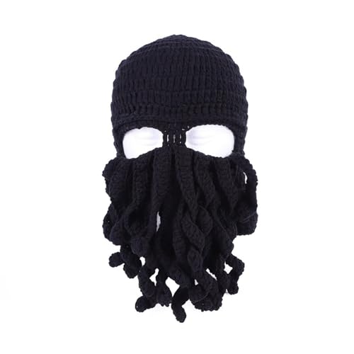 Handwoven Knitted Hat, Funny Tentacle Octopus Hat, Adult Unisex Funny Cartoon Octopus Long Tentacle Hat Cosplay Hat Party Props Halloween (Schwarz) von Cazqgoy