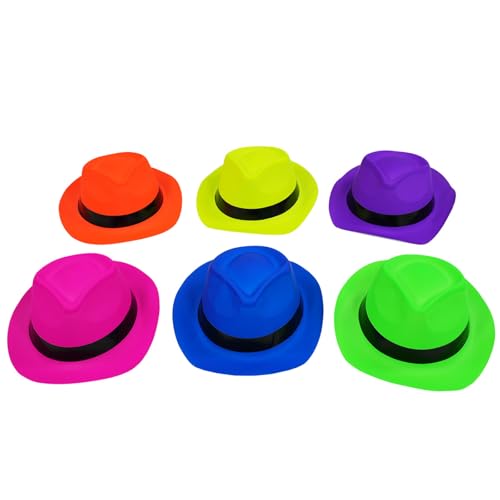 Pack of 6 Neon Party Hats, Jazz Hat, Colourful Performance Hats, Fluorescent Hat von Cazqgoy