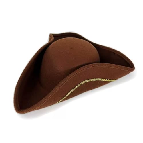 Pirate Hat for Adult, Tricorn Hat, Steampunk Hat, Medieval Accessory Dress Up Props for Pirate Theme Party Halloween Cosplay (Kaffeefa) von Cazqgoy