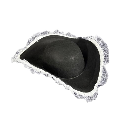 Three Horn Hat for Pirate Theme Party, Pirate Captain Hat, Pirate Costume, Triangular Hat, Pirate Hat brim is decorated with a lace border (weiß) von Cazqgoy