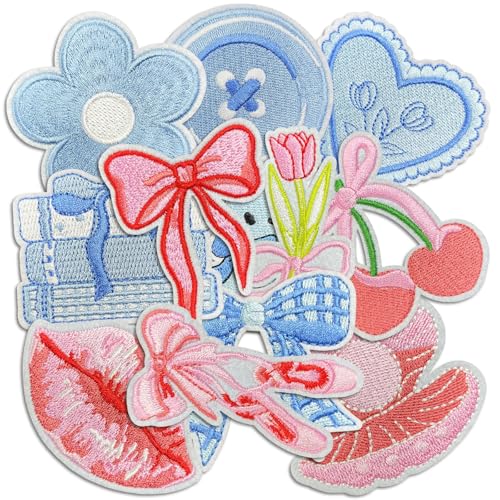 Boho Girly Bügelflicken, niedliche Stickerei-Applikation, DIY, dekorative Wärmepresse, Flicken für Jeans, Jacken, Kleidung, Rucksäcke, Hüte (Boho5, 12 Stück) von Cazzon