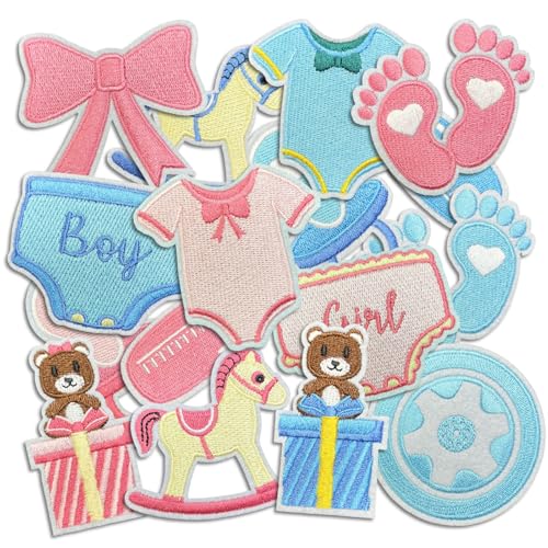 Edgy Cute Iron on Patches, Assorted Embroidered Applique Patches, DIY Decorative Heat Press Patch for Clothing, Jeans, Jackets, Backpacks, Hats (Edgy4 16Pcs) von Cazzon