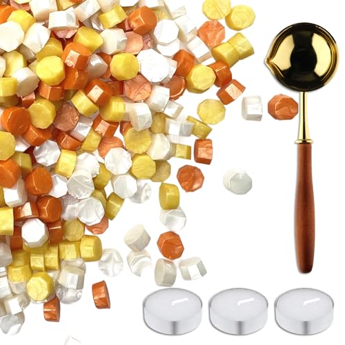 Wachssiegelperlen, Wachssiegel-Set mit 3 Teelichtern und 1 Schmelzlöffel, antikes Dekor für Hochzeitseinladungen, Umschlag, Sammelalbum, DIY-Geschenkpapier, 420 Stück Wachssiegelperlen, Wachssiegel-Set mit 3 Teelichtern und 1 Schmelzlöffel, antikes Dekor für Hochzeitseinladungen, Umschlag, Sammelalbum, DIY-Geschenkpapier, 420 Stück von Cazzon
