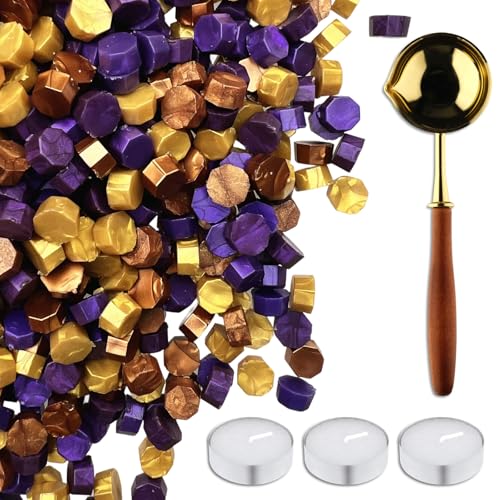 Wachssiegelperlen, Wachssiegel-Set mit 3 Teelichtern und 1 Schmelzlöffel, antikes Dekor für Hochzeitseinladungen, Umschlag, Sammelalbum, DIY-Geschenkpapier, 420 Stück Wachssiegelperlen, Wachssiegel-Set mit 3 Teelichtern und 1 Schmelzlöffel, antikes Dekor für Hochzeitseinladungen, Umschlag, Sammelalbum, DIY-Geschenkpapier, 420 Stück von Cazzon