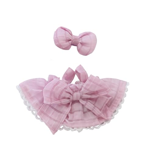 Ccipotatoo Kleidung für Puppen Zubehör (keine Puppe), Kawaii Rock Outfit Set 2 Stück für 15cm 17cm Puppenanzug, stilvolle Dress Up Blumenpuppe Kleidungsset (B2 Bowknot Rock+Haarspange Lila) von Ccipotatoo
