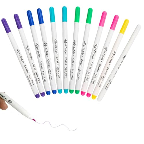 12 Stück Markierstifte Wasserlöslicher Stift 7 Farbe Trickmarker Stoff stifte Wasser Löschbaren Markierstift Stoff Verschwindender Stifte Abwischbare für Schneider Nähen Quilten Schneiderei von Ccomage