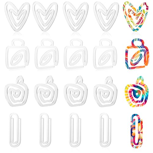 20 Stück Sublimations-Büroklammern, Acryl, Herzform, blanko, Büroklammer, Mockup, Sublimation, Jumbo-Büroklammern für Wärmeübertragung, DIY, Büro, Klassenzimmer (4 Designs) von CebraBounze