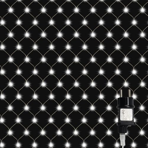 Cecaylie 4.5x1.6m Lichternetz Outdoor Indoor, Kaltweiß, 8 Modi + Speicherfunktion, IP44, Kann mehrere Lichternetze anschließen, Kann zur Dekoration von Gärten und Häusern verwendet werden von Cecaylie