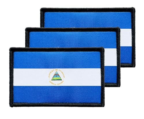 3 x Nicaragua-Flaggenaufnäher, 5,1 x 7,6 cm, Hakenschlaufe, taktisches besticktes Armband, Länderflagge, Aufnäher für Rucksack, Hut, Weste, Jacke. 3 x Nicaragua-Flaggenaufnäher, 5,1 x 7,6 cm, Hakenschlaufe, taktisches besticktes Armband, Länderflagge, Aufnäher für Rucksack, Hut, Weste, Jacke. von Ceclflag
