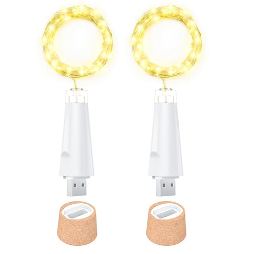 Ceepko USB Flaschenlichter Wiederaufladbar LED Korklichter 20 LEDs Kupferdraht für Weinflaschen Tischdeko Party Hochzeit DIY von Ceepko