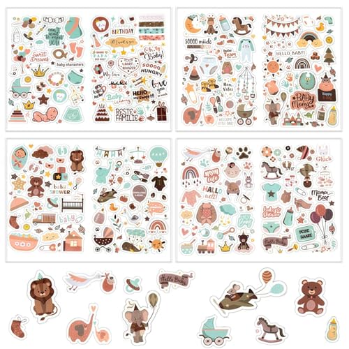 Ceeyoll 4 Stück Stickers Babyalbum,Aufkleber für Kinder und Baby Fotoalben, Baby sticker Enthält 204 Aufkleber, darunter Kinderwagen, Spielzeuge, Herzen, Sterne usw,für Babyshower Deko Geschenk. Ceeyoll 4 Stück Stickers Babyalbum,Aufkleber für Kinder und Baby Fotoalben, Baby sticker Enthält 204 Aufkleber, darunter Kinderwagen, Spielzeuge, Herzen, Sterne usw,für Babyshower Deko Geschenk. von Ceeyoll