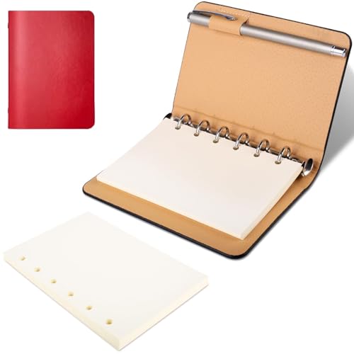 Ceeyoll A7 Notizbuch Notizblöcke Hardcover Rutschfest und Verschleißfest Hochwertiges Papier Leicht Zu Tragen Ringbuch Notizbücher Wird für Notizen Planung Studium Reisen und Projekte Verwendet (Rot) von Ceeyoll